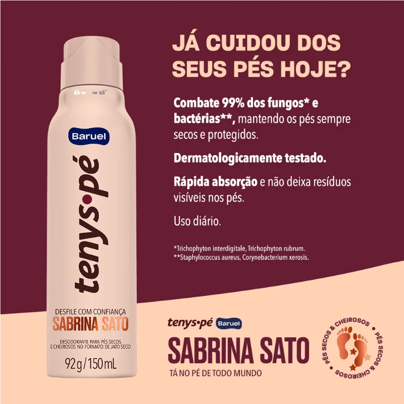 Tenys Pé Baruel Jato Seco Desfile com Confiança Sabrina Sato 92g
